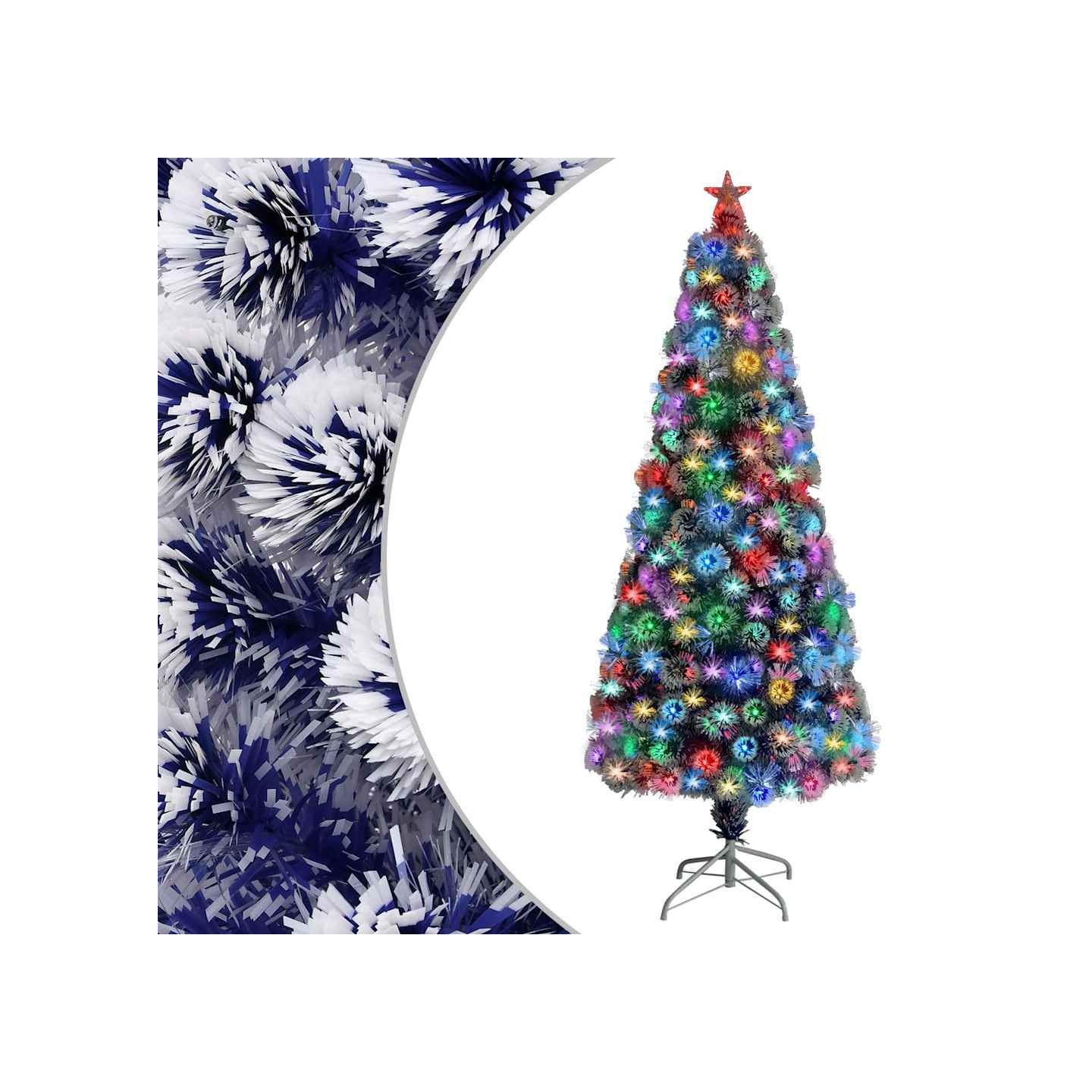 Arbre de Noël artificiel pré-éclairé blanc/bleu fibre optique