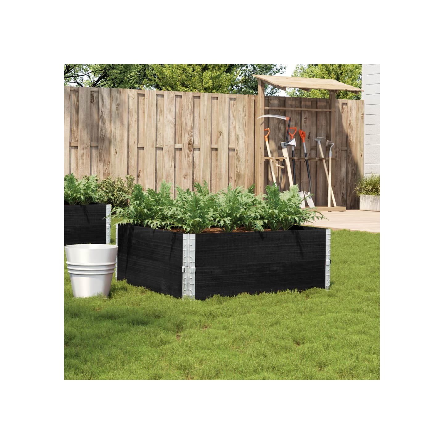 Jardinière noir 100x100 cm bois massif de pin