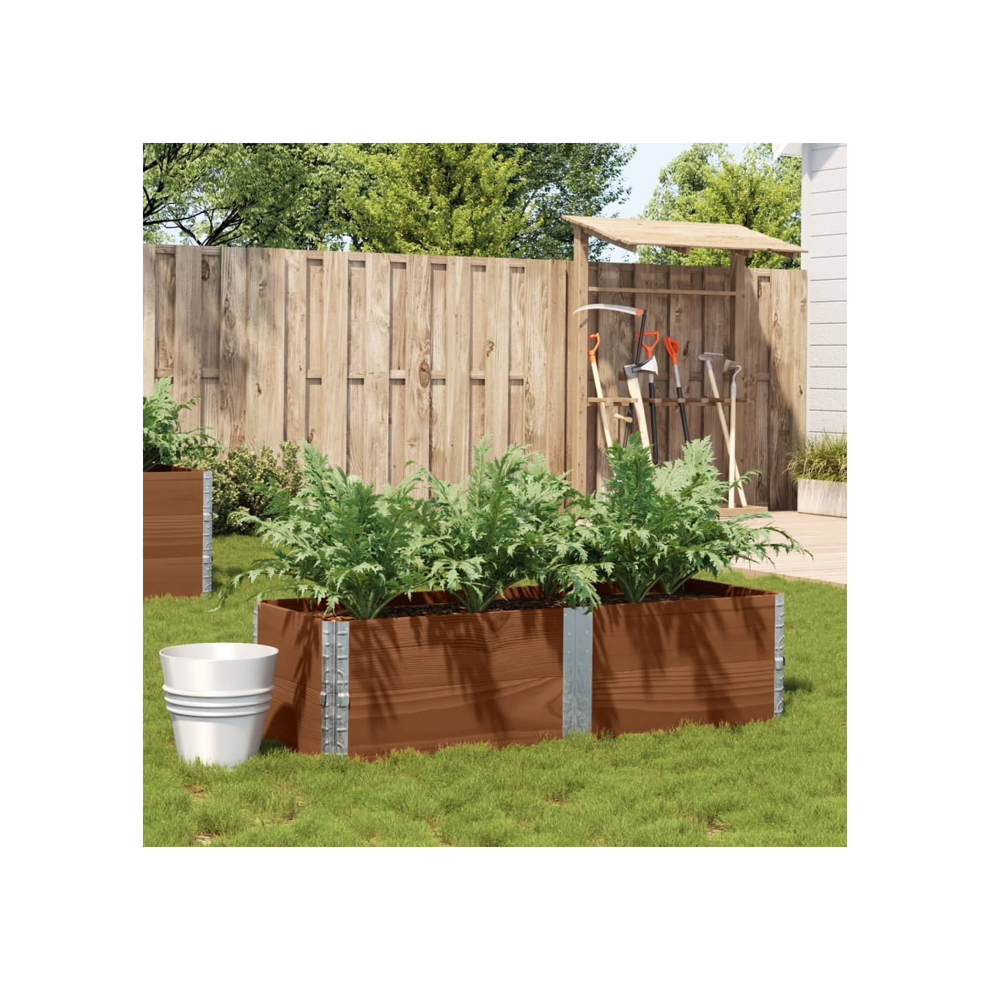 Jardinière marron 150x50 cm bois massif de pin