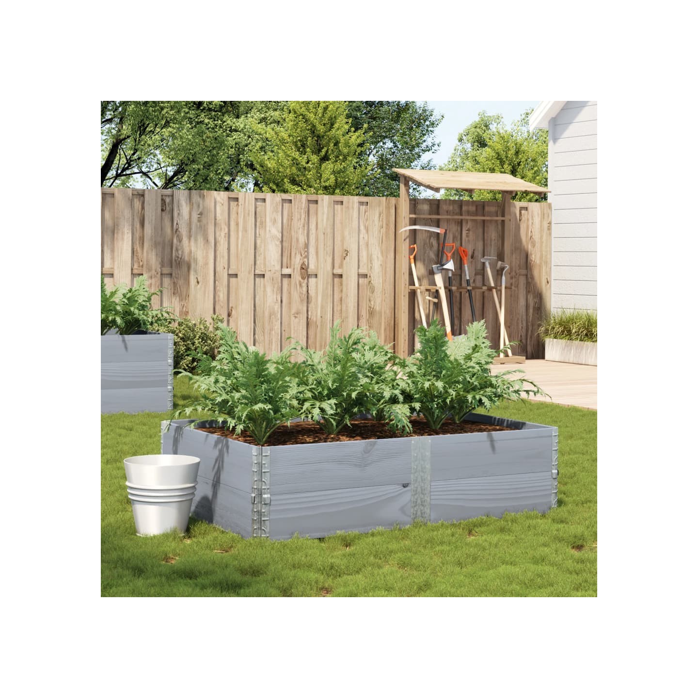Jardinière gris 150x100 cm bois de pin massif