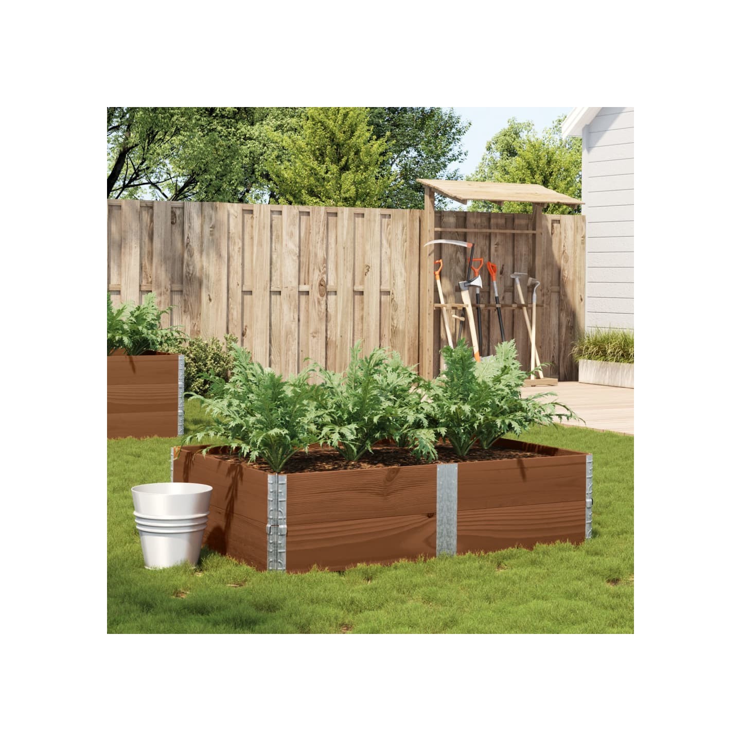 Jardinière marron 150x100 cm bois massif de pin