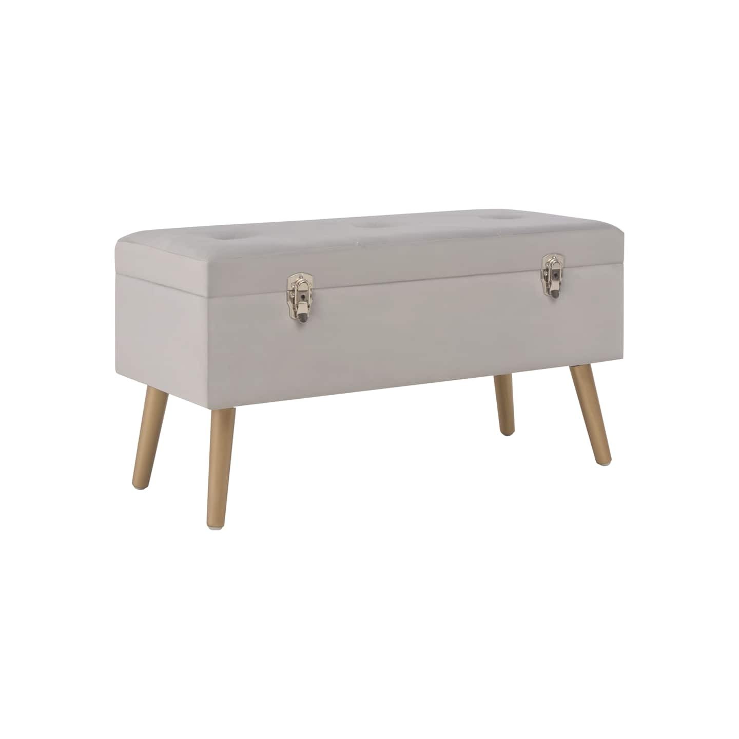 Banc avec compartiment de rangement 80 cm Gris Velours