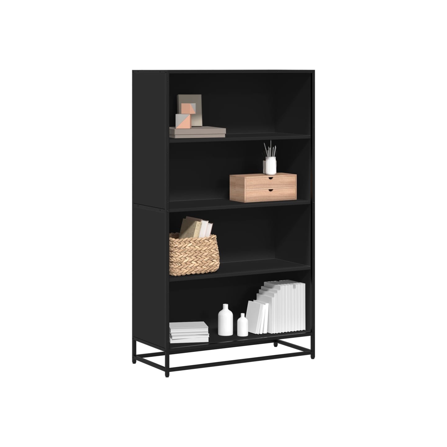Bibliothèque noir 80,5x35x139 cm bois d'ingénierie