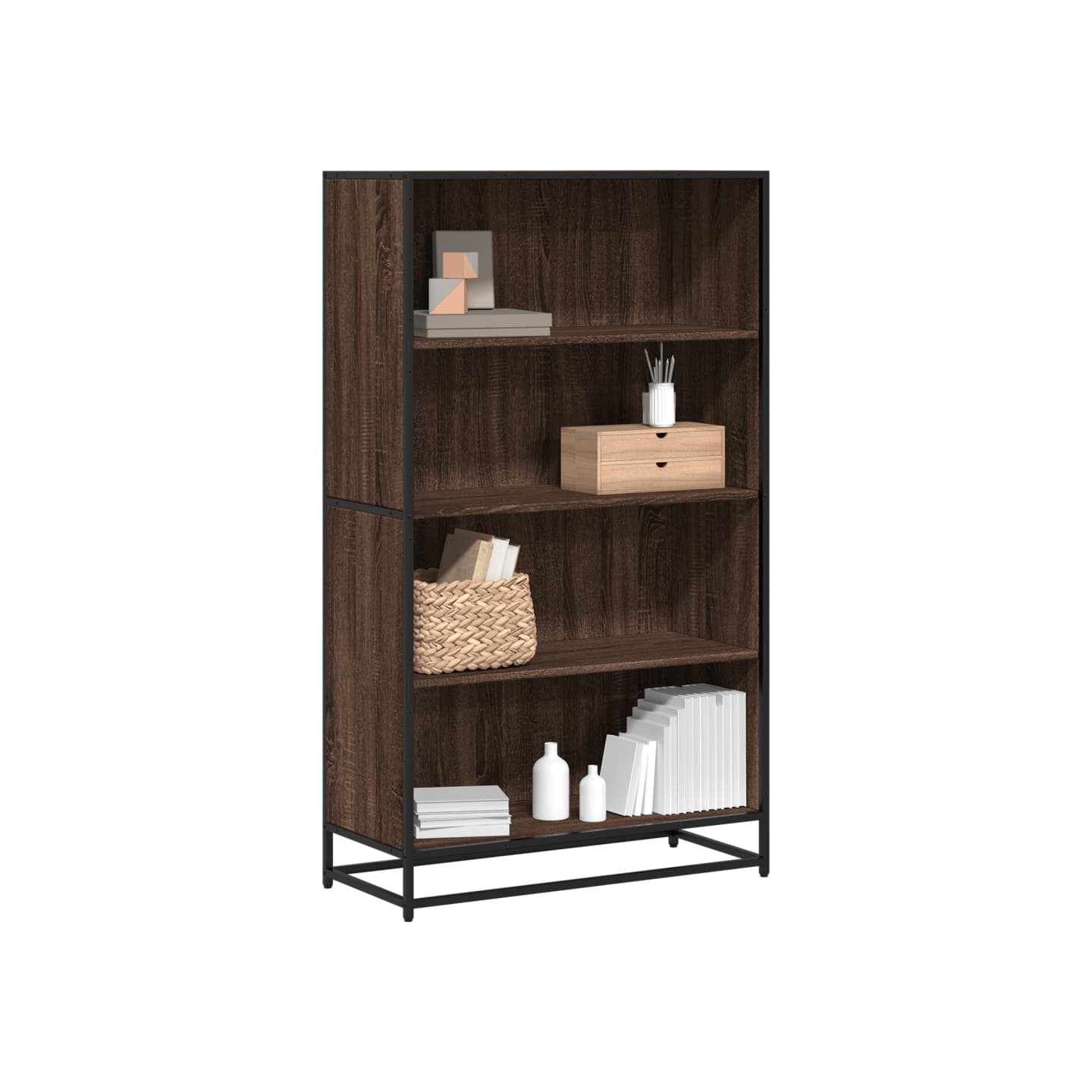Bibliothèque chêne marron 80,5x35x139 cm bois d'ingénierie