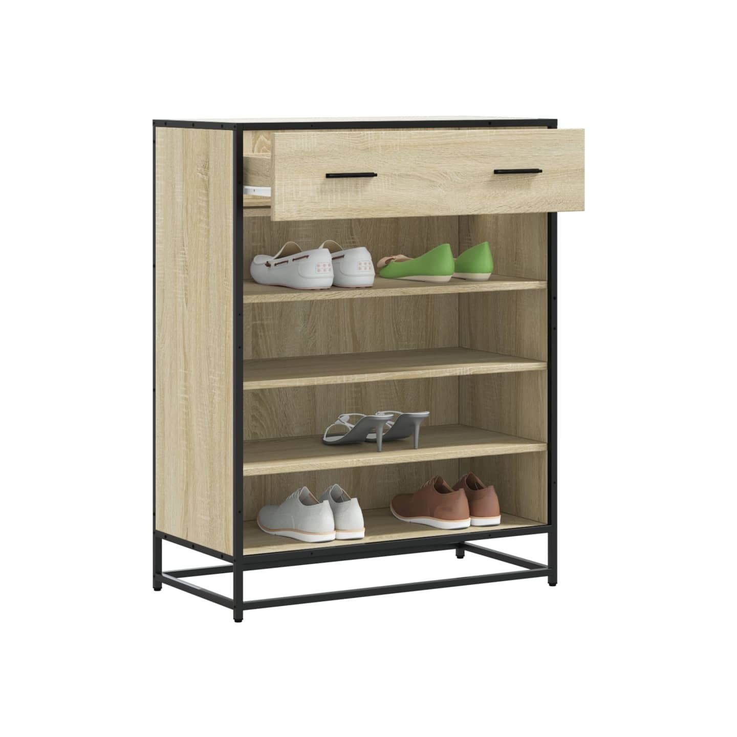Armoire à chaussures chêne sonoma bois d'ingénierie et métal