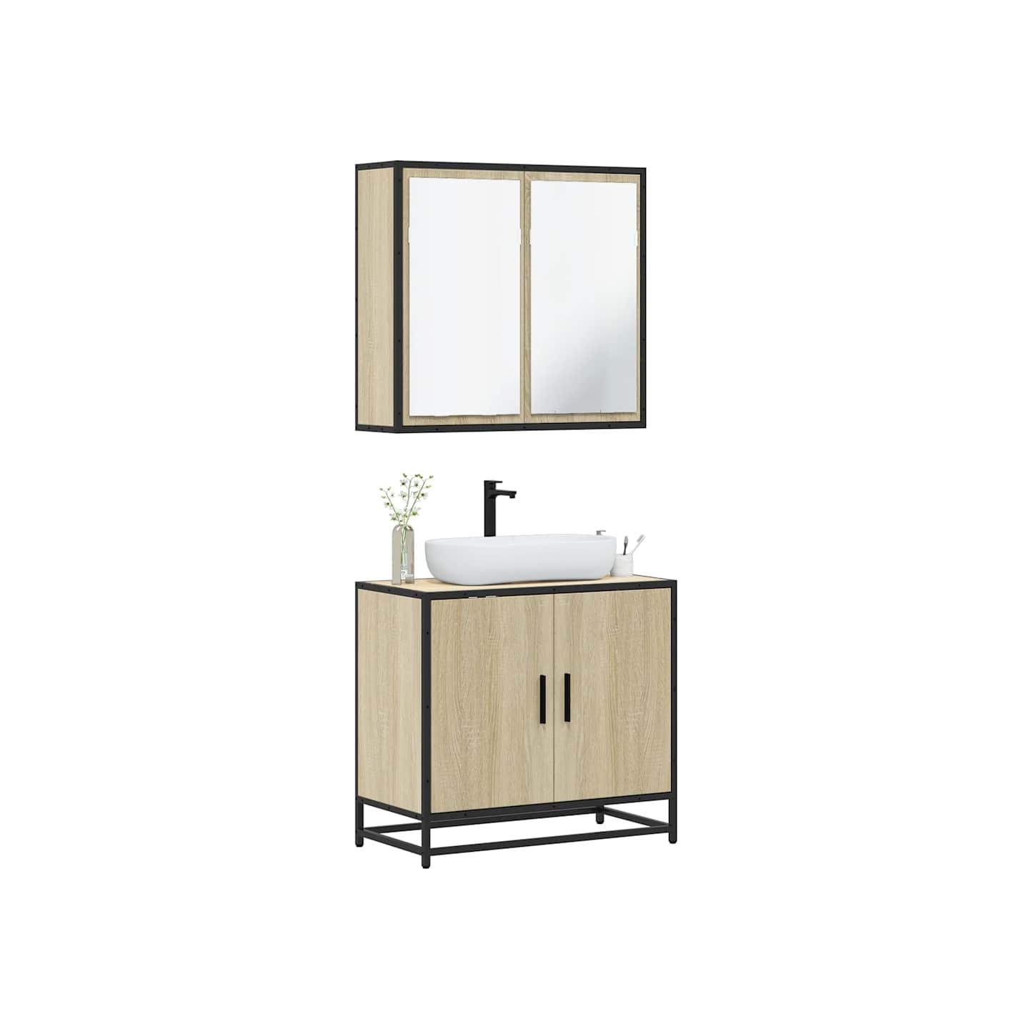 Ensemble de meubles de salle de bain 2 pcs chêne sonoma