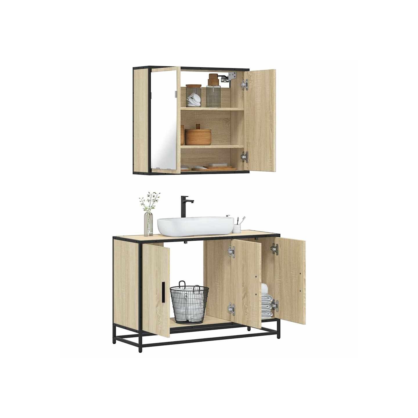 Ensemble de meubles de salle de bain 2 pcs chêne sonoma