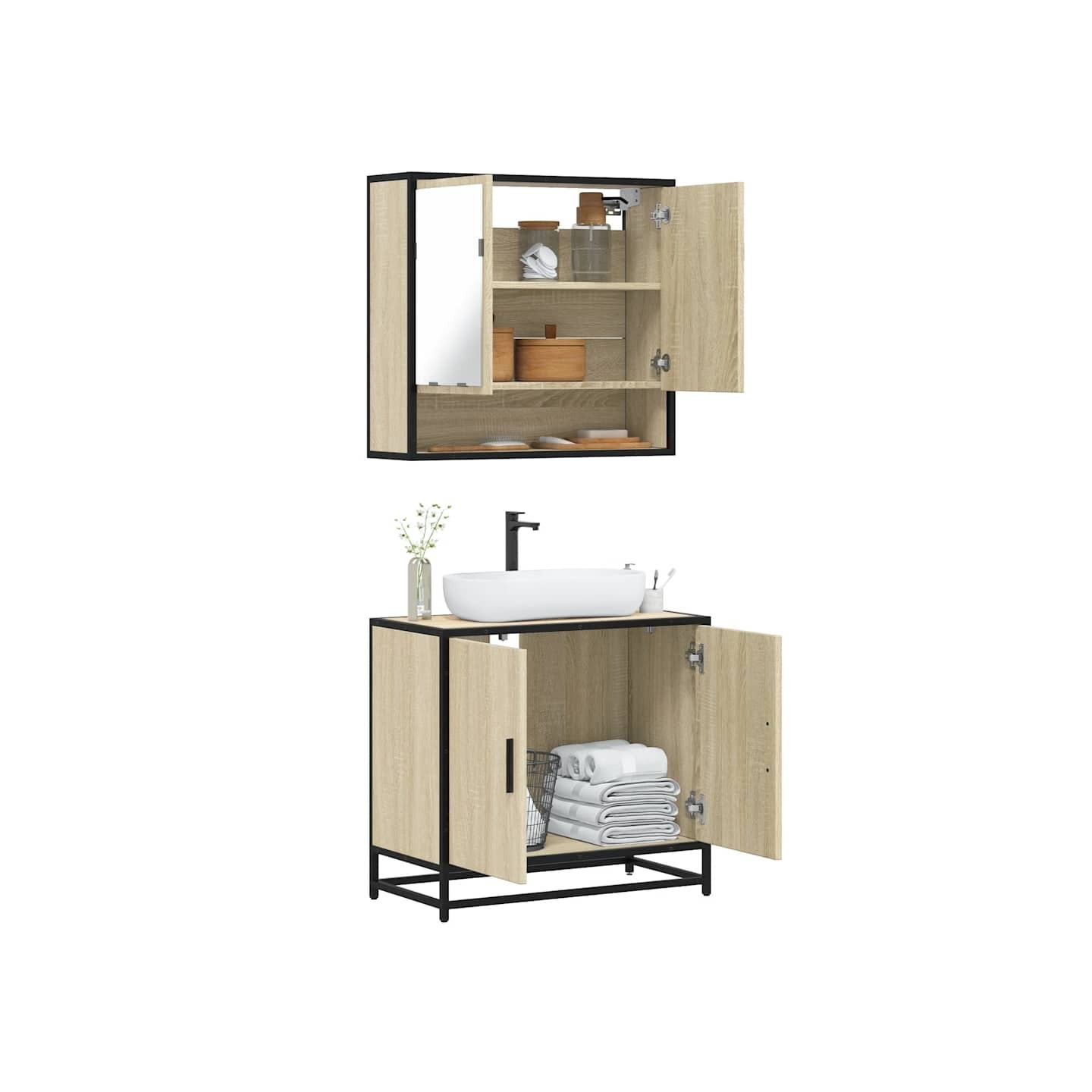 Ensemble de meubles de salle de bain 2 pcs chêne sonoma