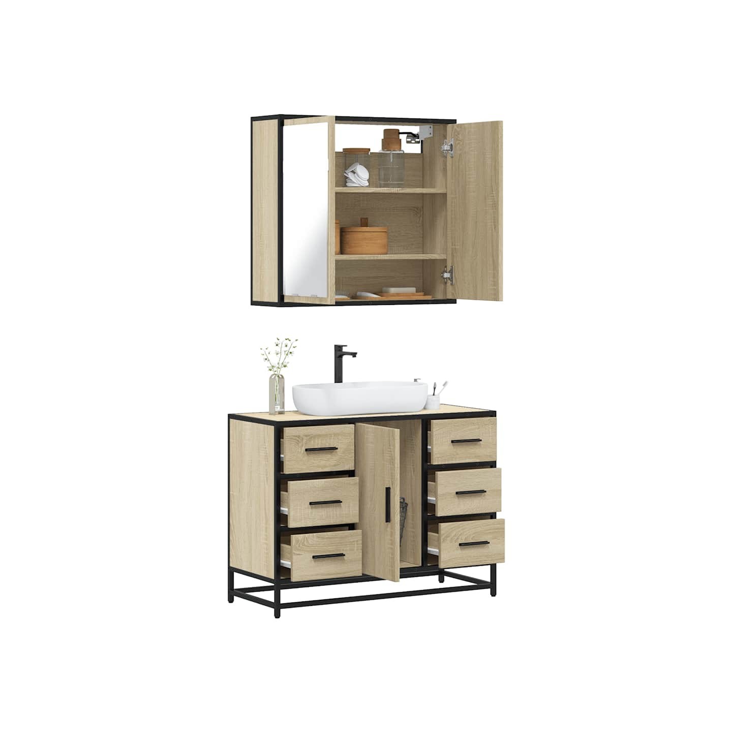 Ensemble de meubles de salle de bain 2 pcs chêne sonoma