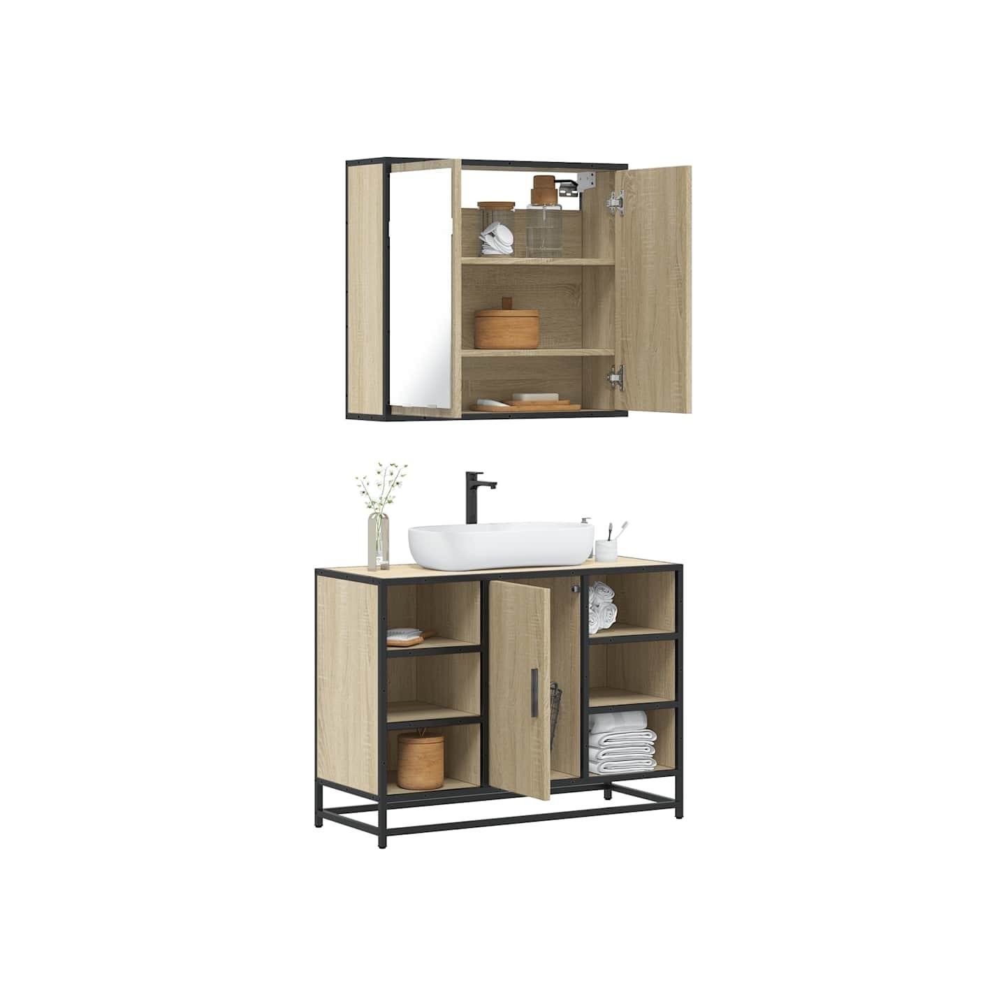 Ensemble de meubles de salle de bain 2 pcs chêne sonoma