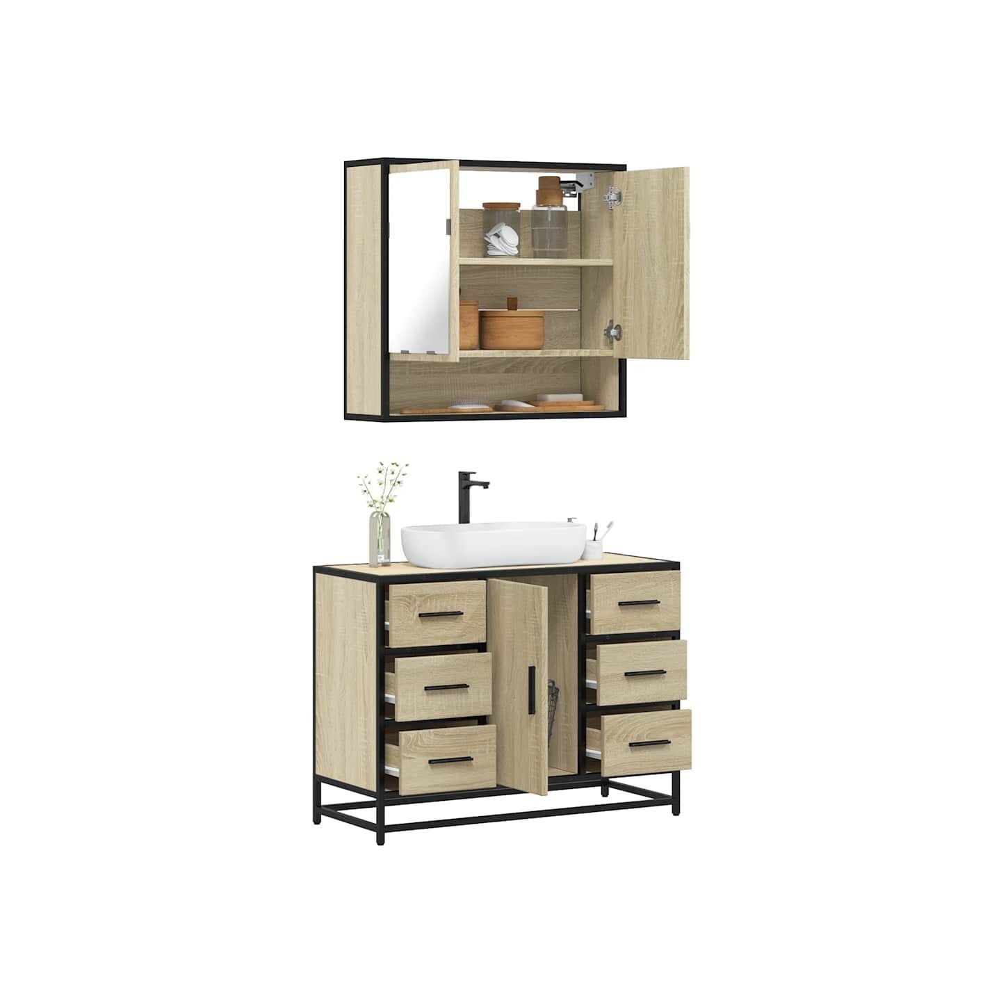 Ensemble de meubles de salle de bain 2 pcs chêne sonoma