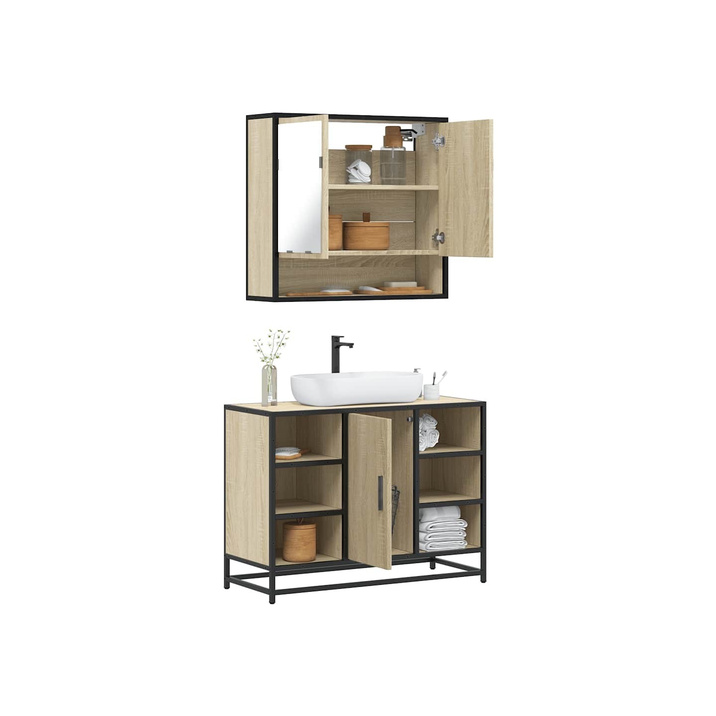 Ensemble de meubles de salle de bain 2 pcs chêne sonoma
