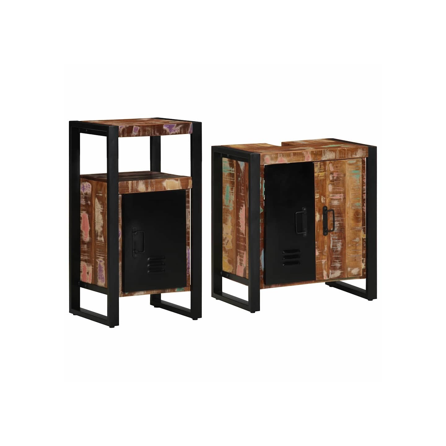 Ensemble de mobilier de salle de bain 2 pc Multicolore et noir