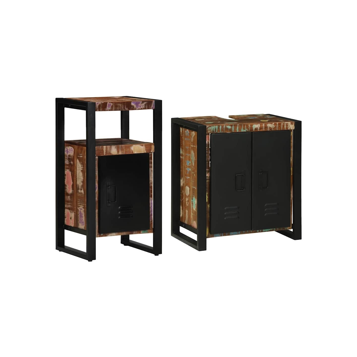 Ensemble de mobilier de salle de bain 2 pc Multicolore et noir