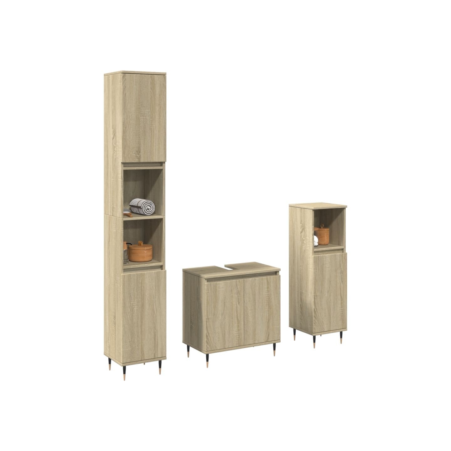 Ensemble de meubles de salle de bain 3 pcs chêne sonoma