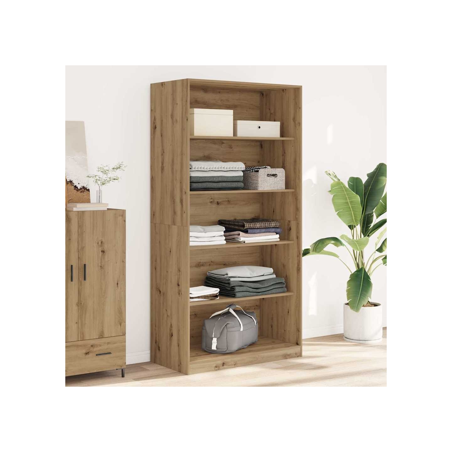 Garde-robe chêne artisanal 100x50x200 cm bois d'ingénierie