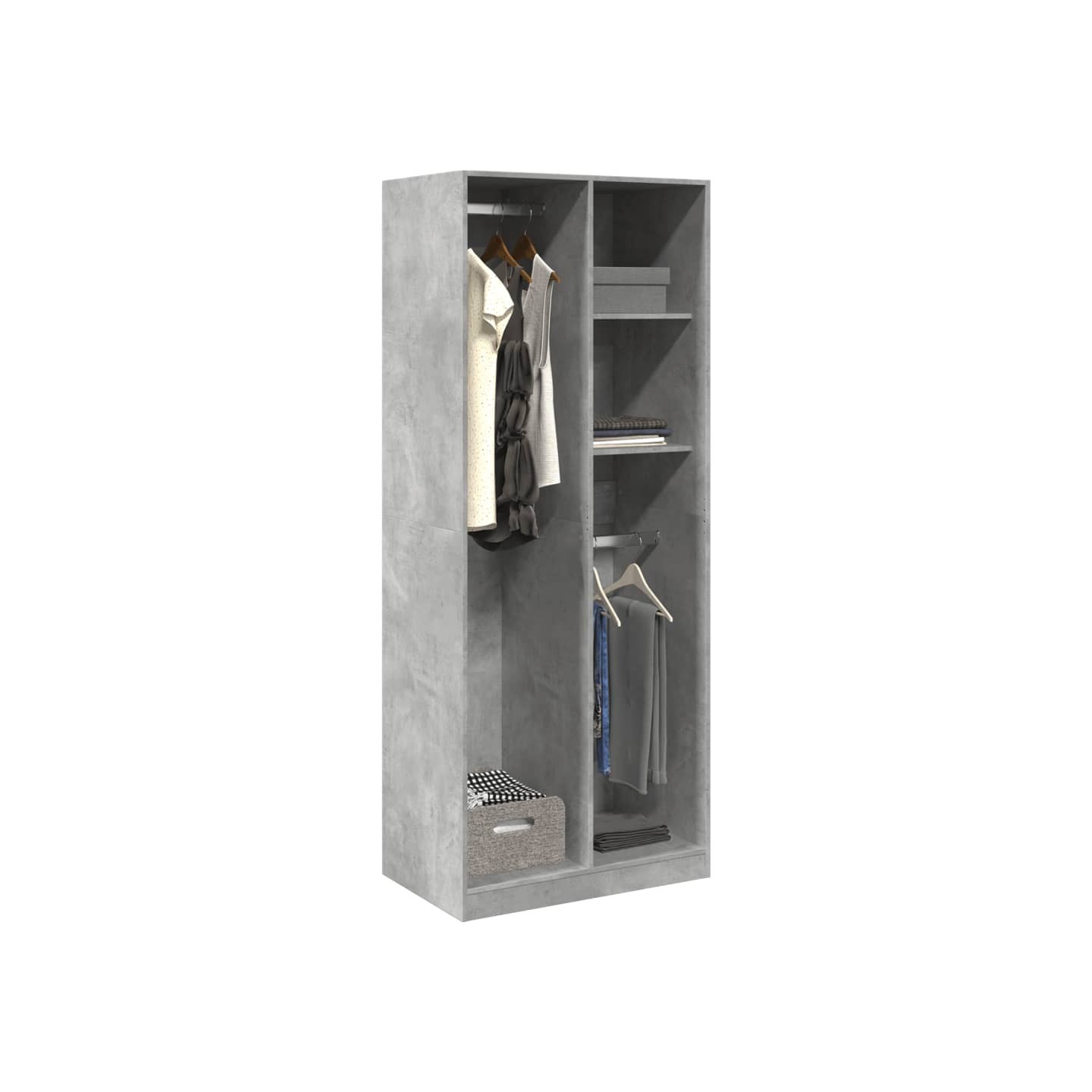 Garde-robe gris béton 80x50x200 cm bois d'ingénierie