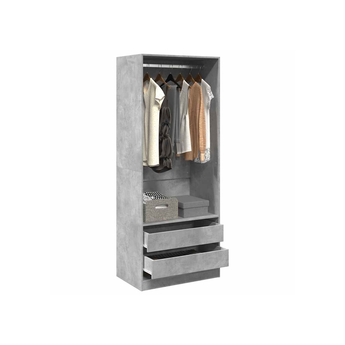 Garde-robe gris béton 80x50x200 cm bois d'ingénierie