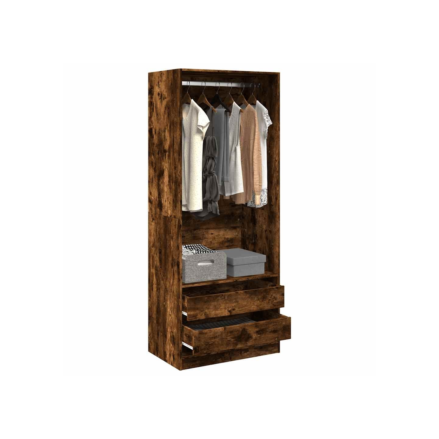 Garde-robe chêne fumé 80x50x200 cm bois d'ingénierie