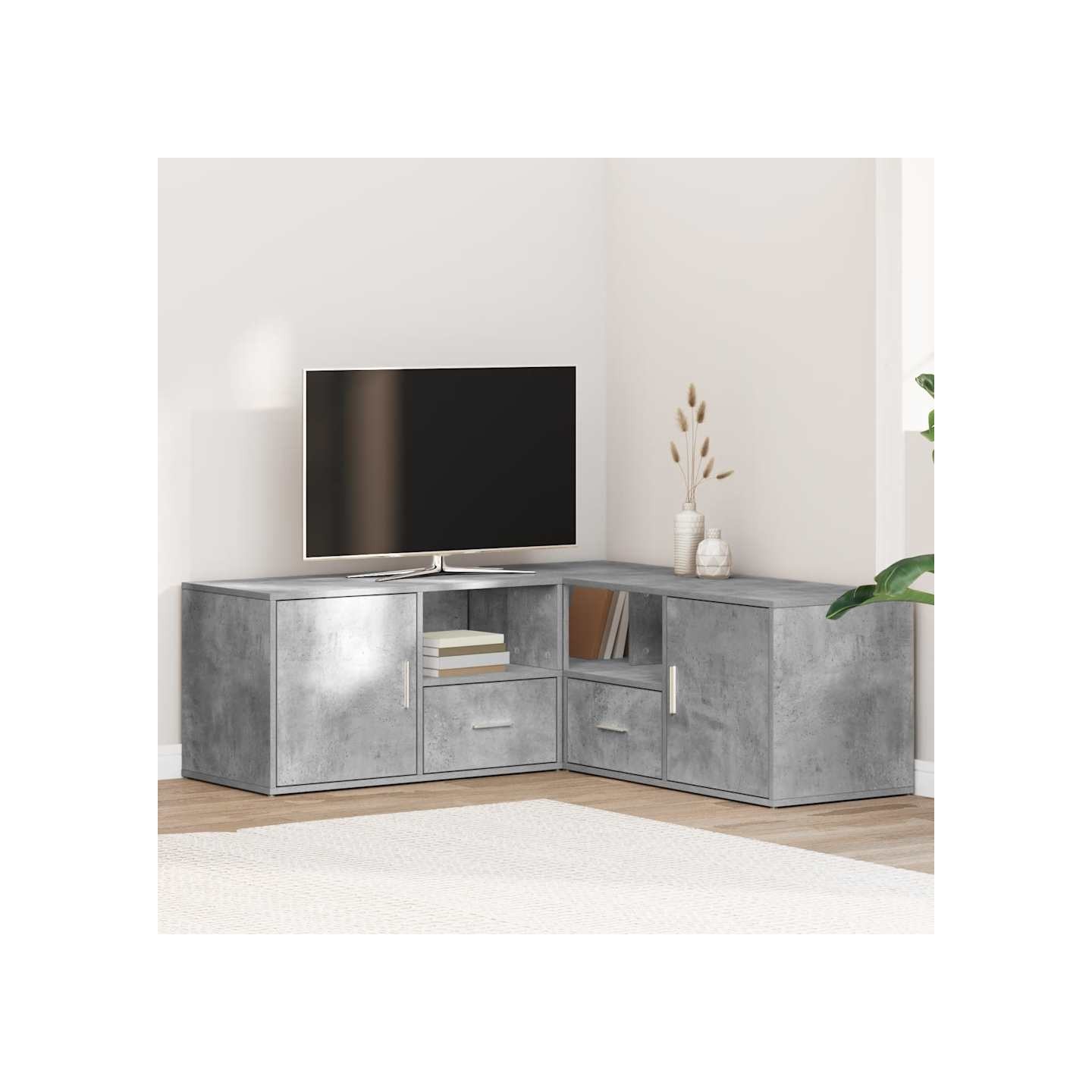 Armoire d'angle gris béton 200x40x45 cm bois d’ingénierie