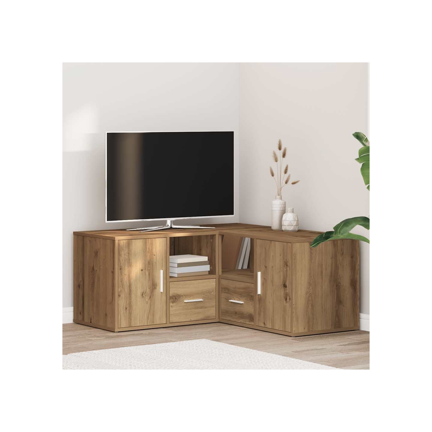 Armoire d'angle chêne artisanal 160x40x45 cm bois d'ingénierie
