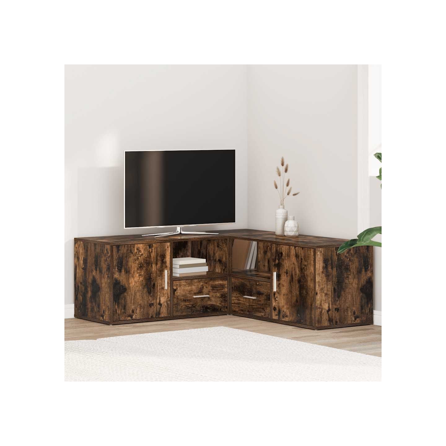 Armoire d'angle chêne fumé 200x40x45 cm bois d'ingénierie