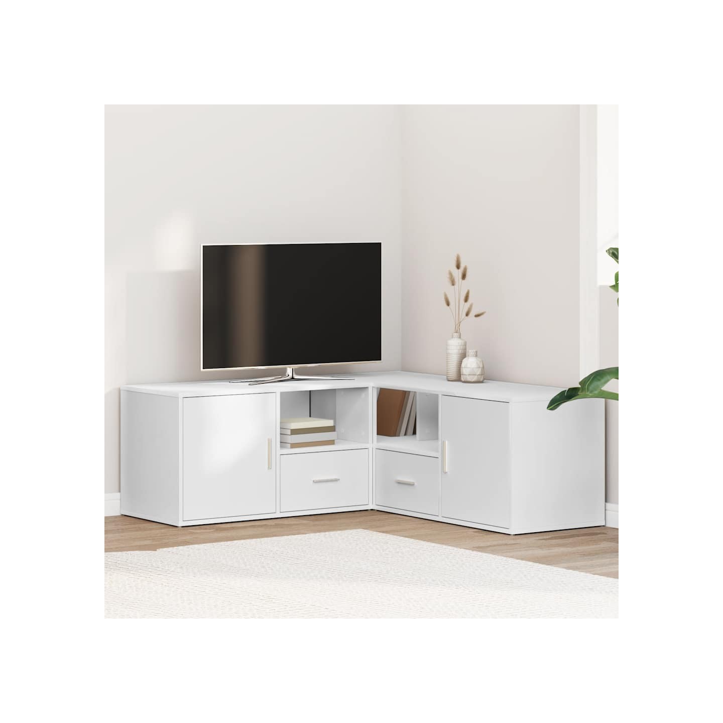 Armoire d'angle blanc 200x40x45 cm bois d’ingénierie