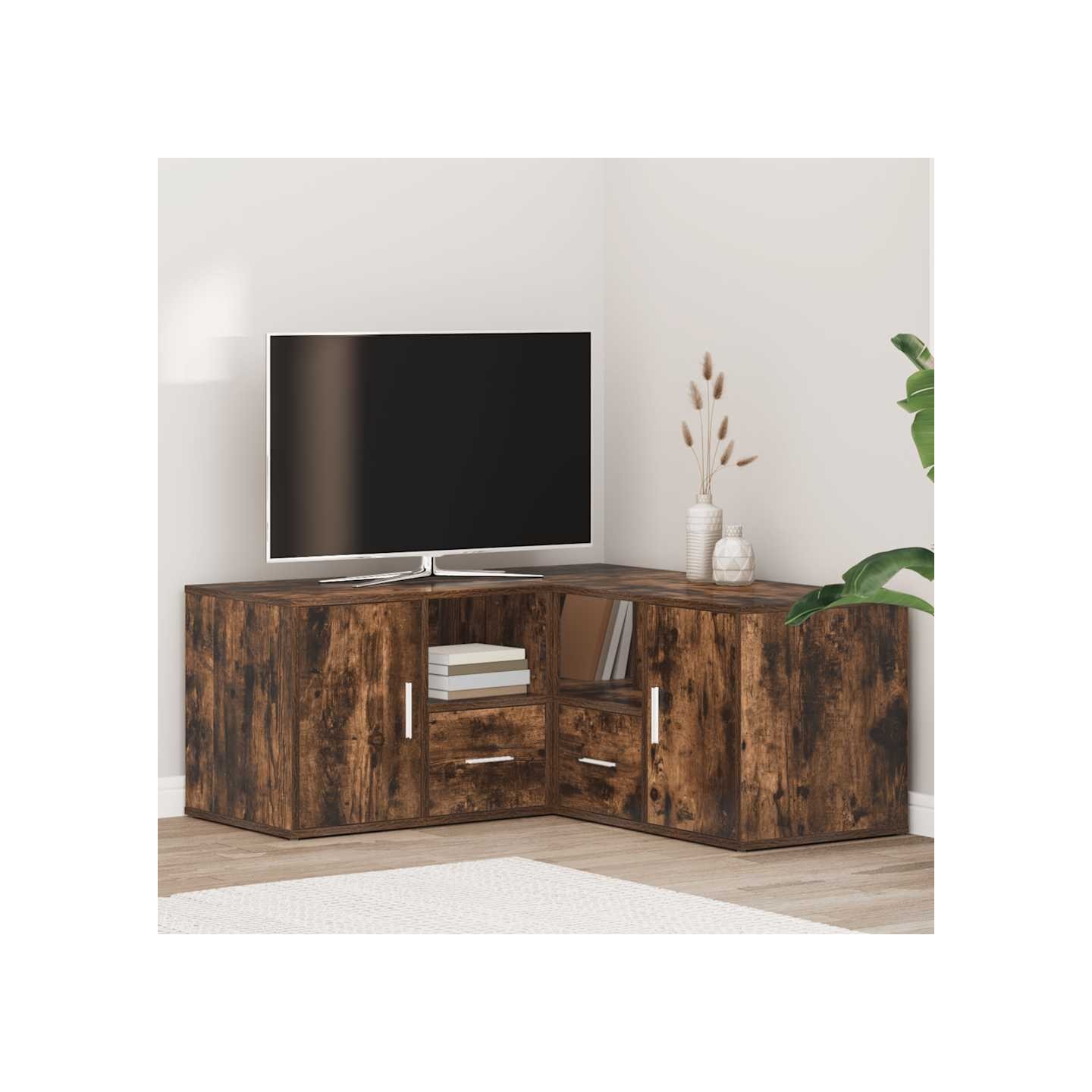 Armoire d'angle chêne fumé 160x40x45 cm bois d'ingénierie