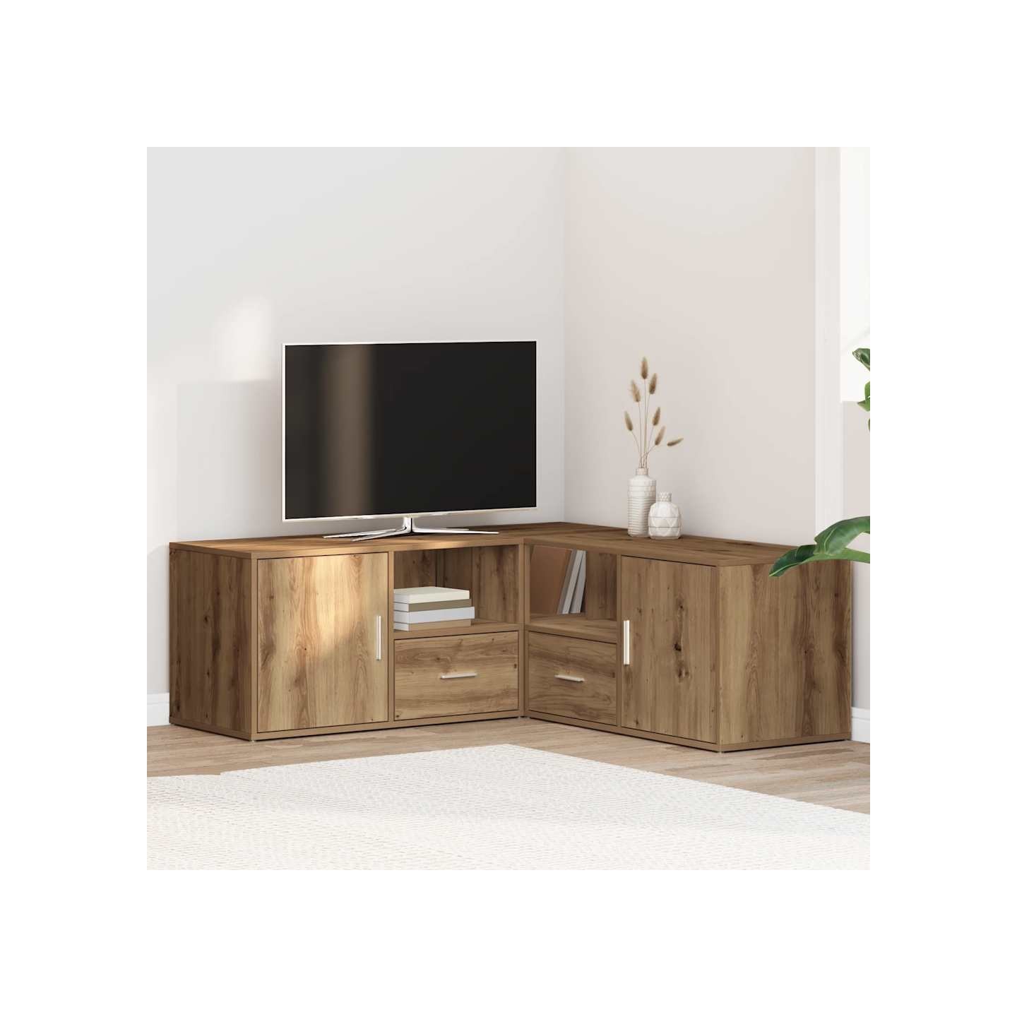 Armoire d'angle chêne artisanal 200x40x45 cm bois d'ingénierie