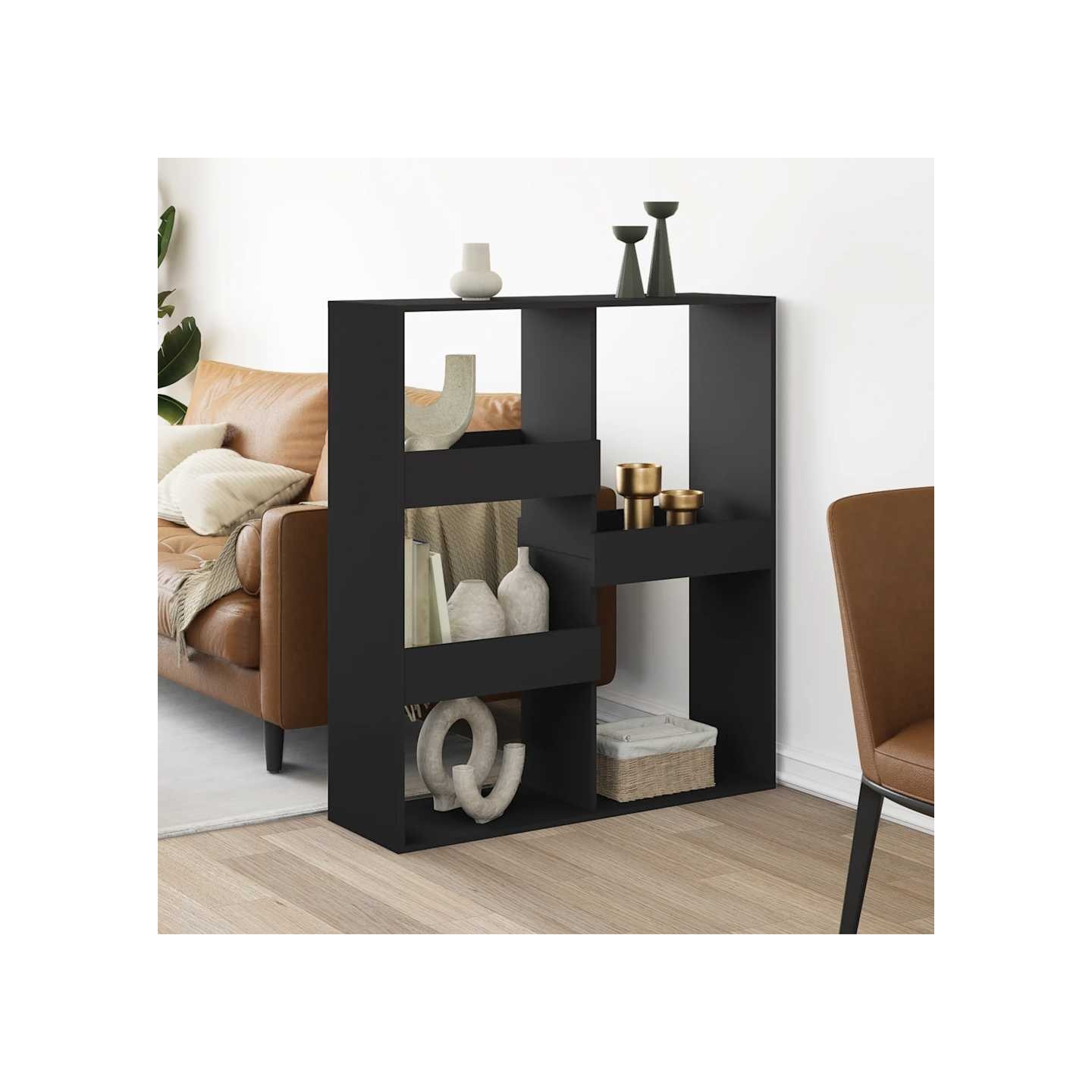 Cloison de séparation noir 100x33x115 cm bois ingénierie