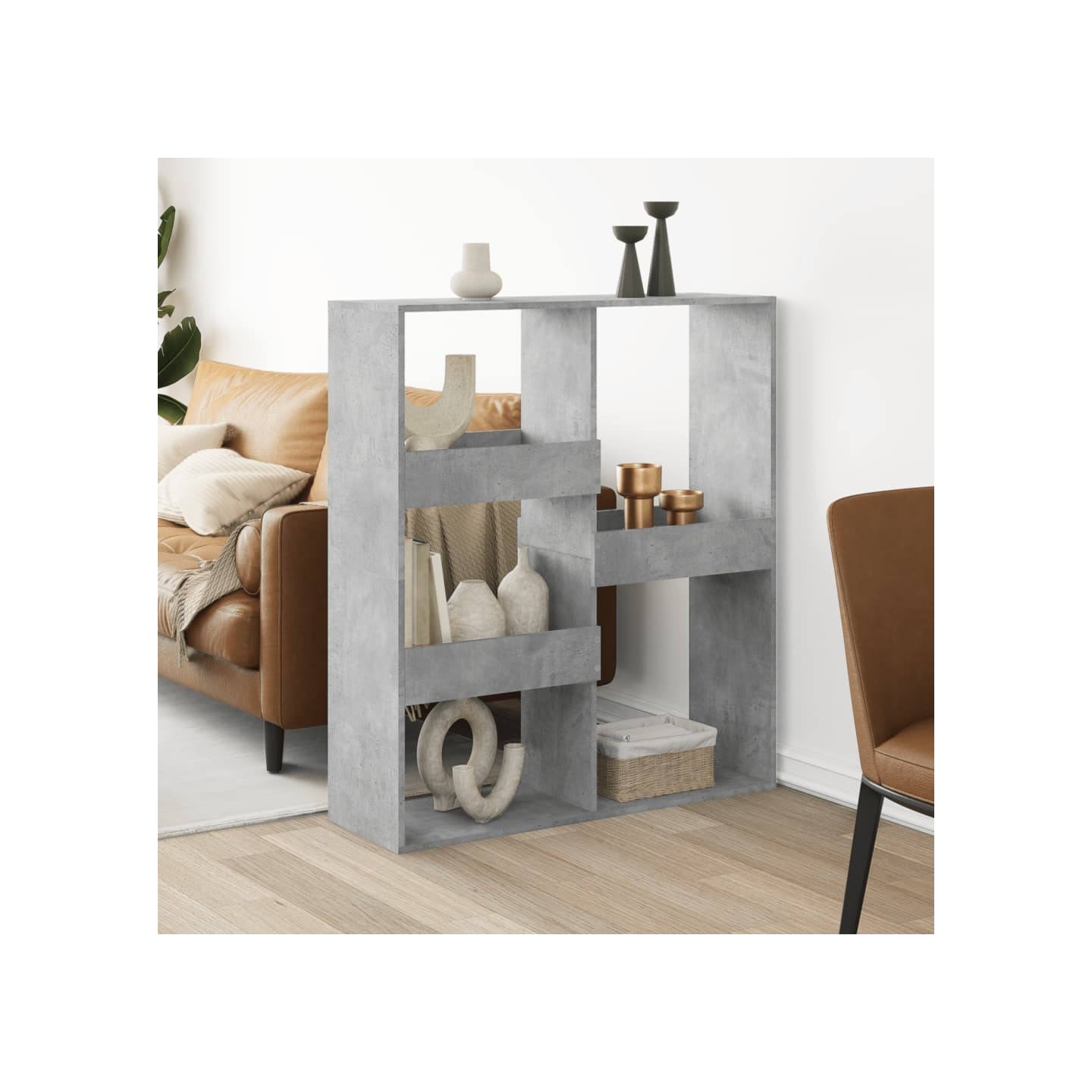 Cloison de séparation gris béton 100x33x115cm bois d'ingénierie