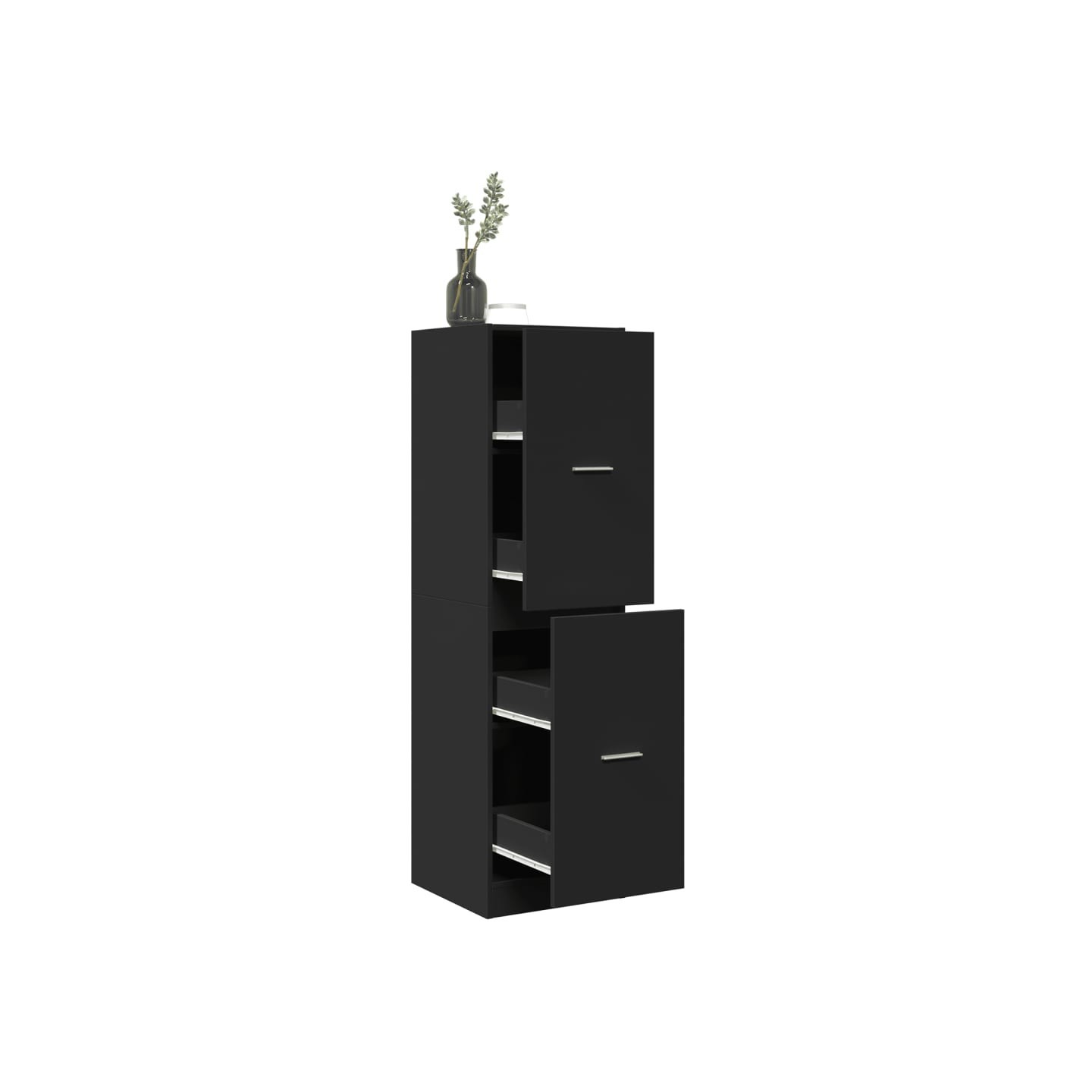 Armoire d'apothicaire noir 40x41x144,5 cm bois d'ingénierie