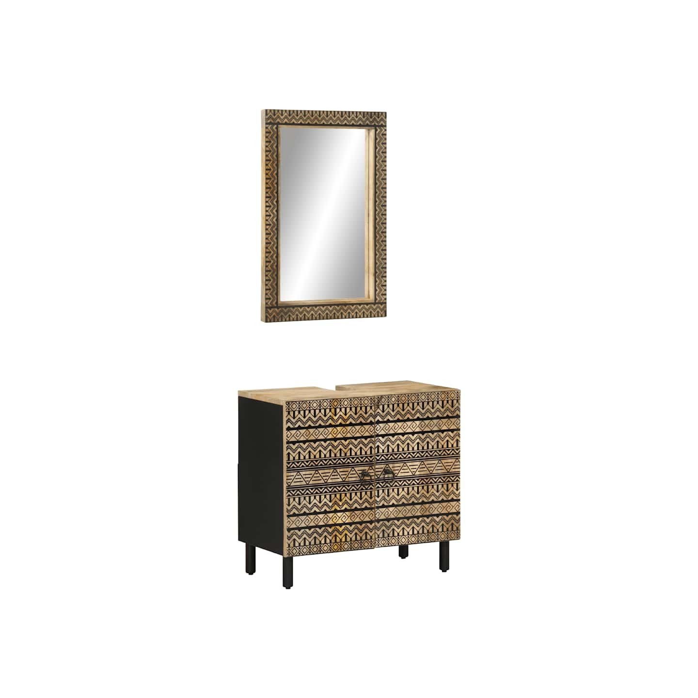 Ensemble de meubles salle de bain 2 pcs bois de manguier massif