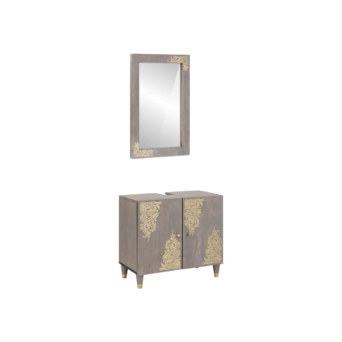 Ensemble de Meubles de Salle de Bain 2 pc Gris 62 x 33 x 58 cm
