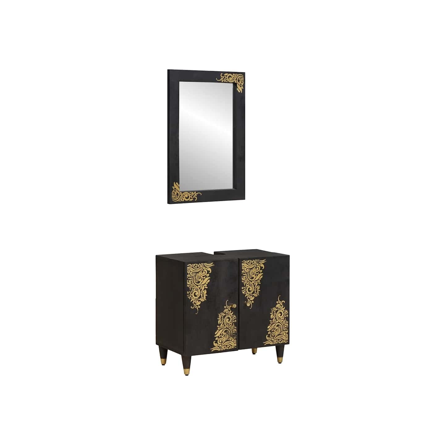 Ensemble de Meubles de Salle de Bain 2 pc Noir 62 x 33 x 58 cm