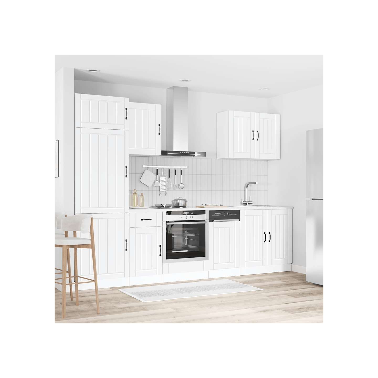 Ensemble d'armoires cuisine 7pcs Lucca blanc bois d'ingénierie