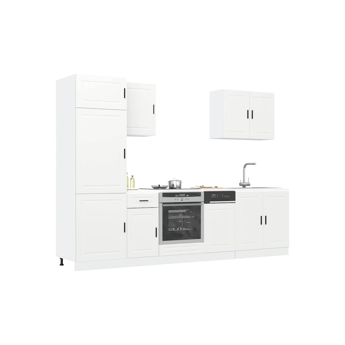 Ensemble de 7 meubles de cuisine "Porto" en bois d'ingénierie blanc