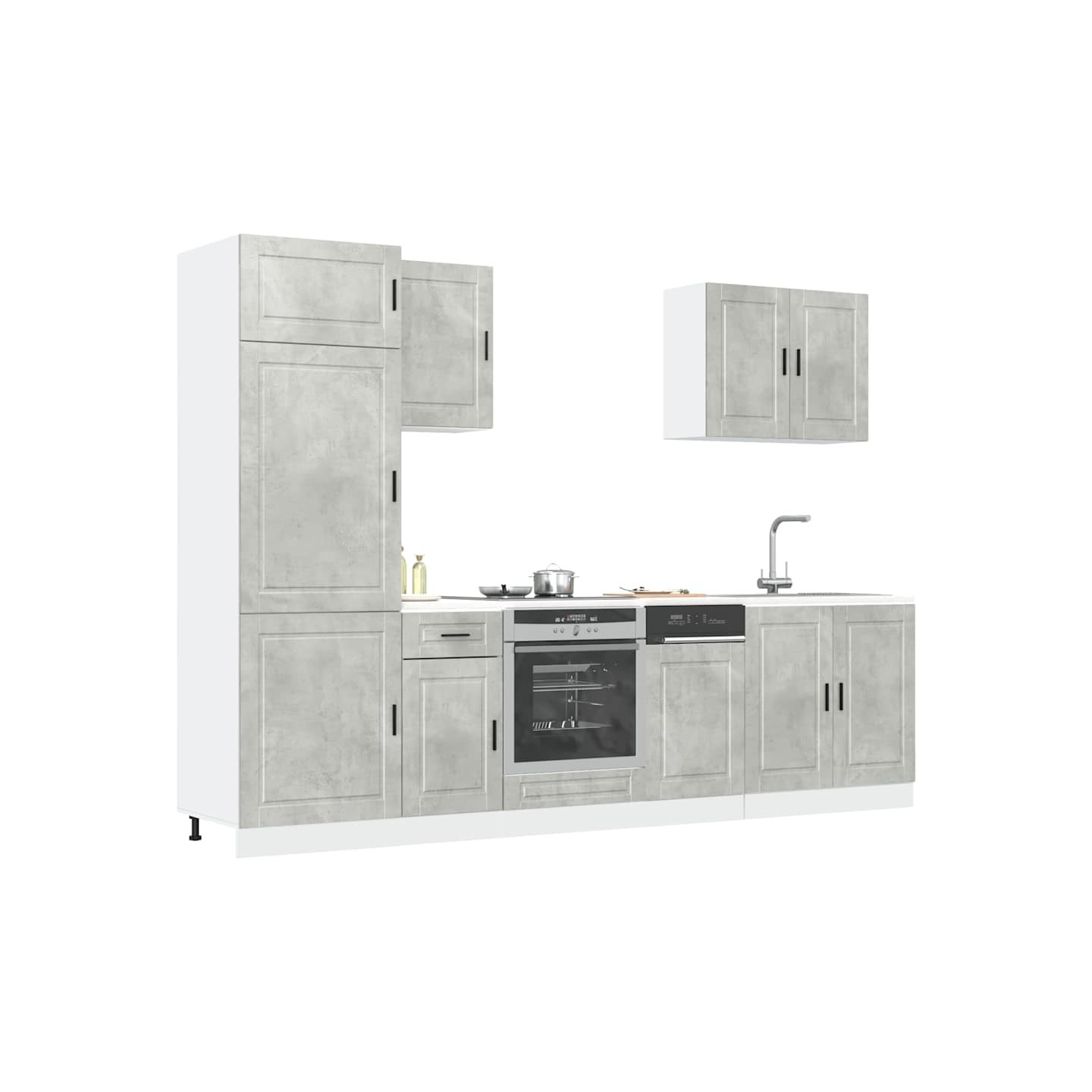 Ensemble de 7 meubles de cuisine Porto gris béton