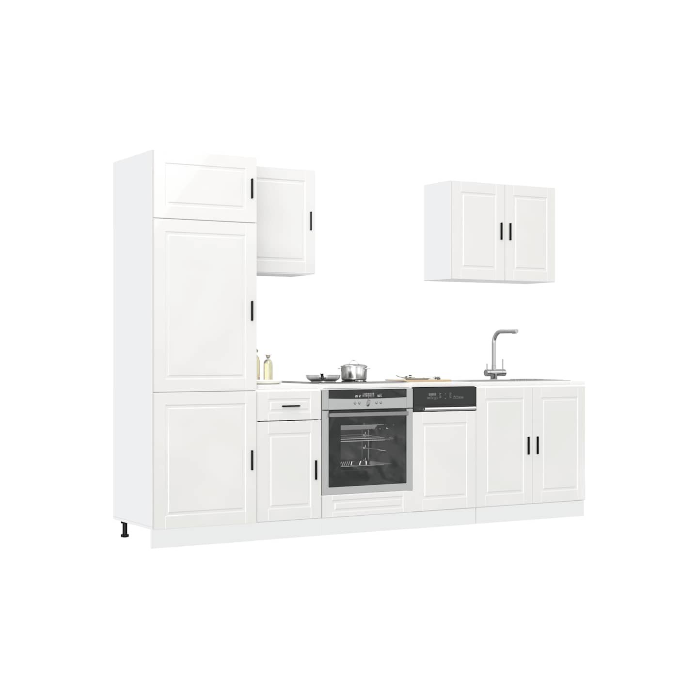 Ensemble de 7 meubles de cuisine Porto blanc brillant