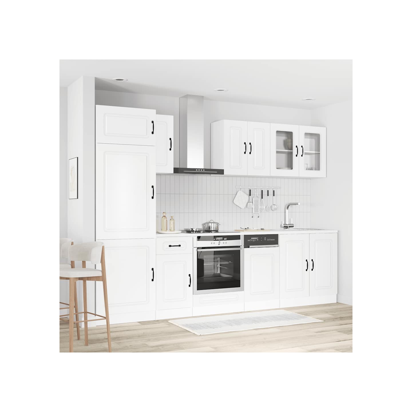 Ensemble de 8 meubles de cuisine Kalmar blanc brillant