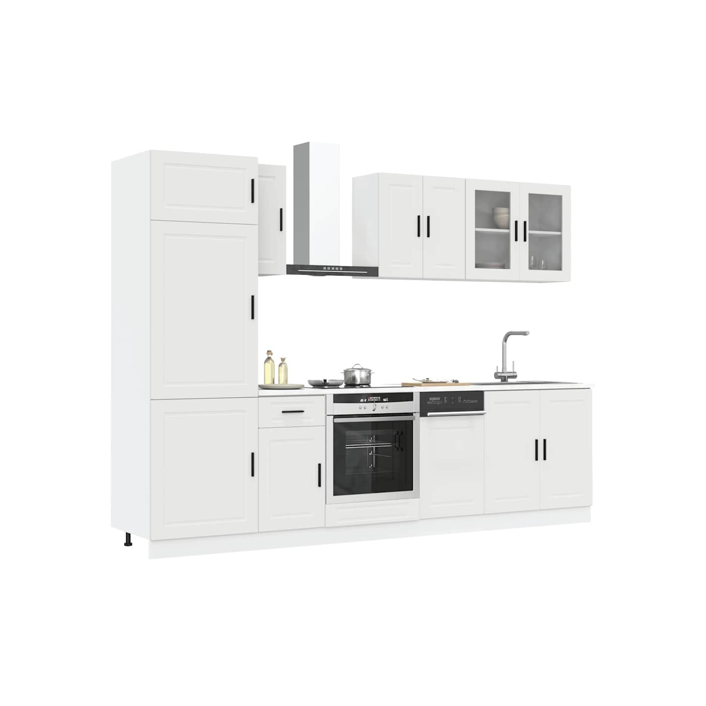Ensemble de 8 meubles de cuisine "Porto" en bois d'ingénierie blanc