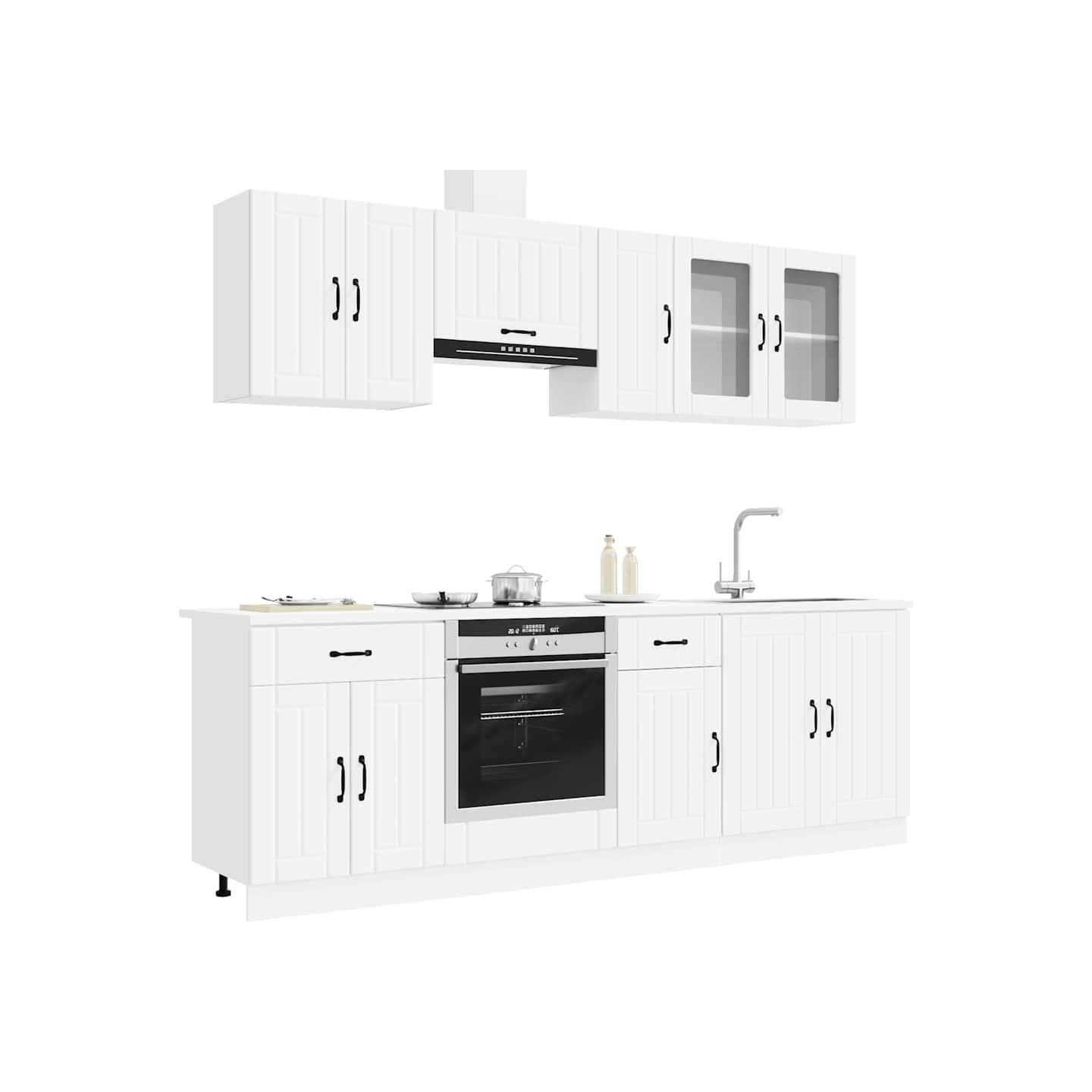 Ensemble d'armoires cuisine 8pcs Kalmar blanc bois d'ingénierie