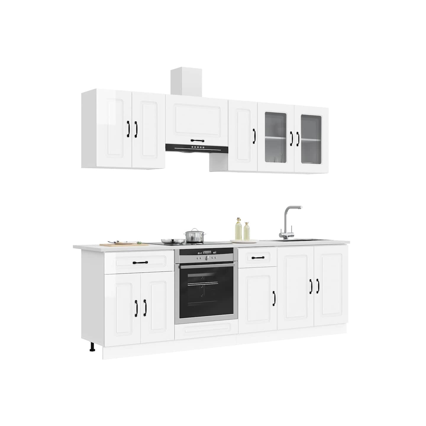 Ensemble d'armoires de cuisine 8 pcs Kalmar blanc brillant
