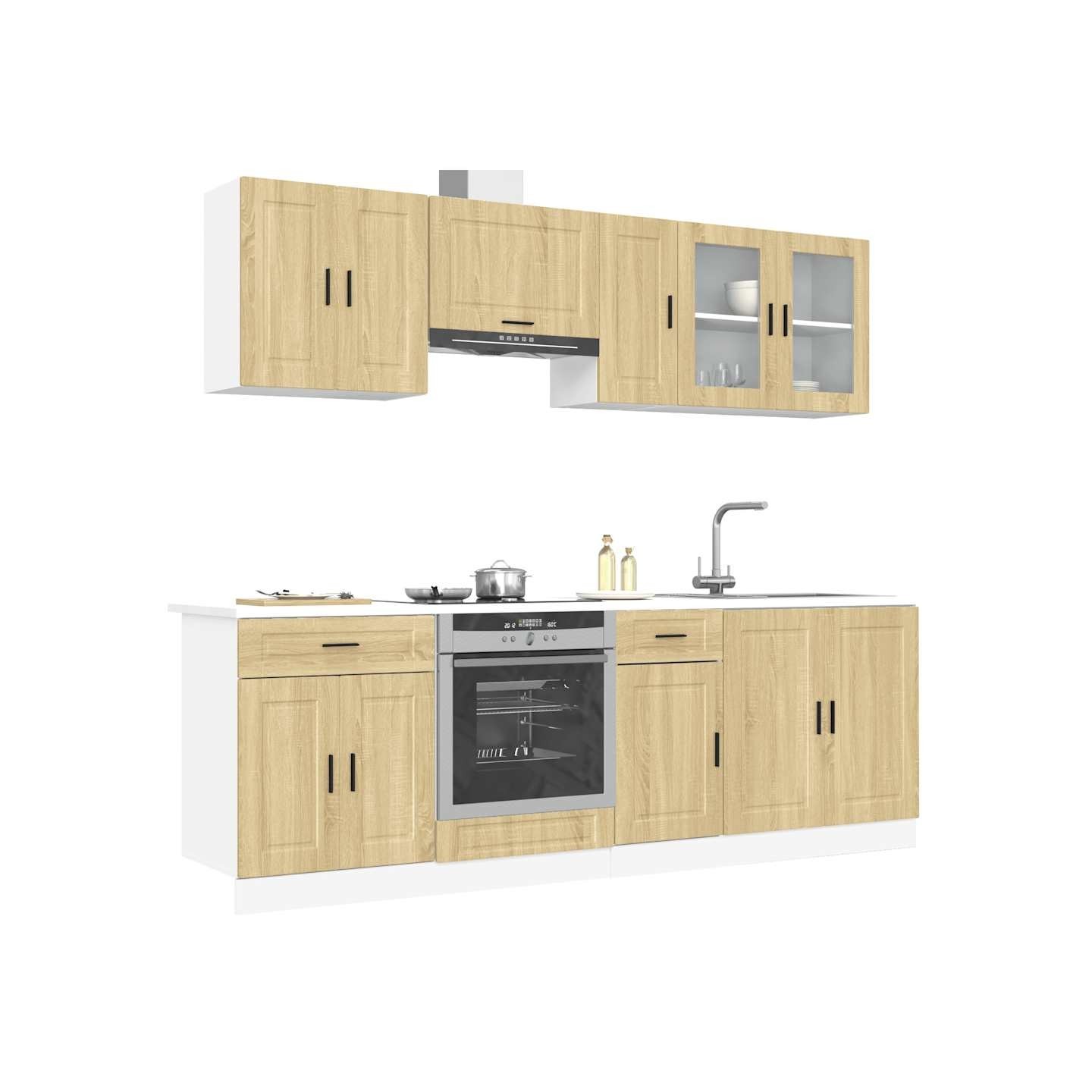 Ensemble de 8 meubles de cuisine "Porto" en chêne Sonoma