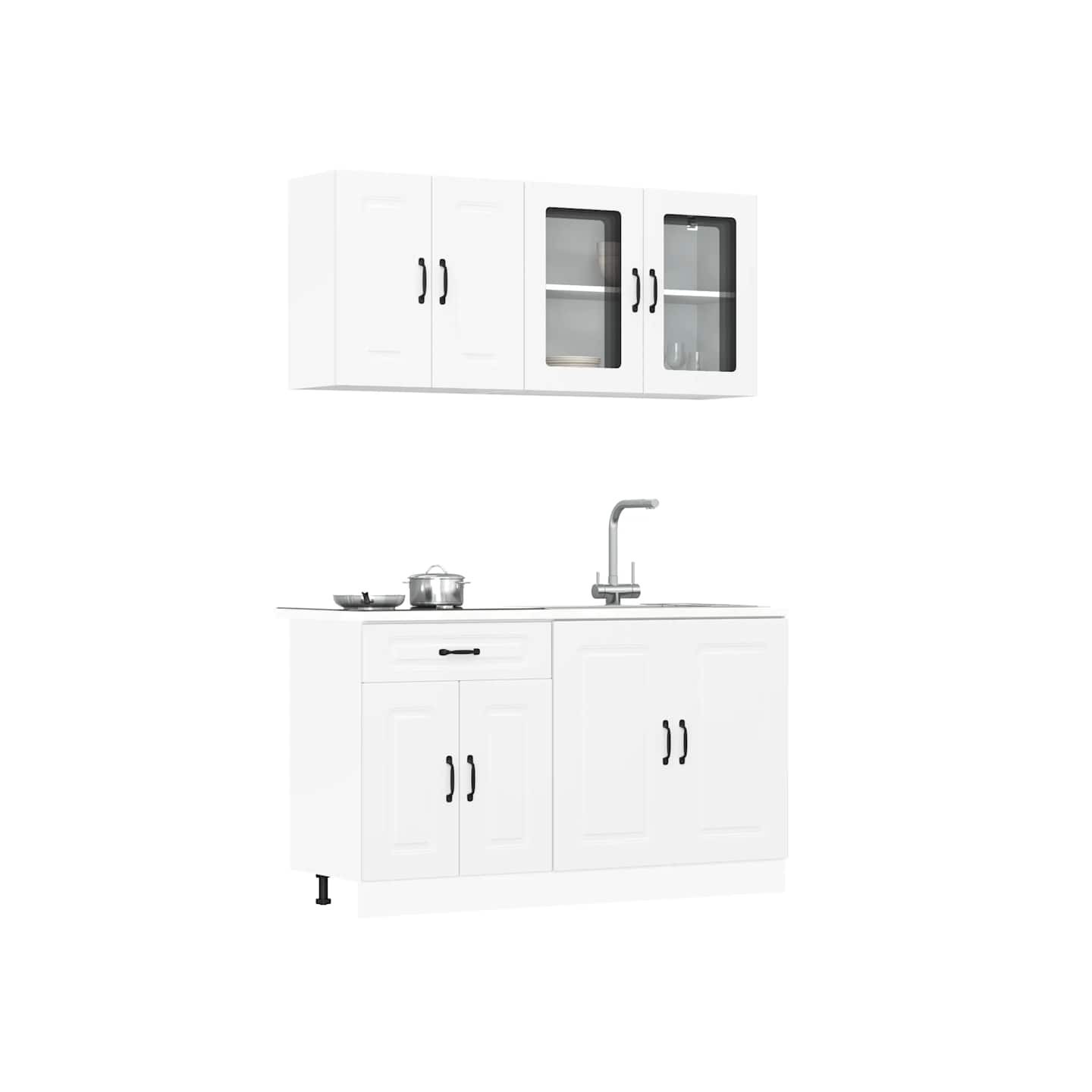 Ensemble d'armoires cuisine 4pcs Kalmar blanc bois d'ingénierie