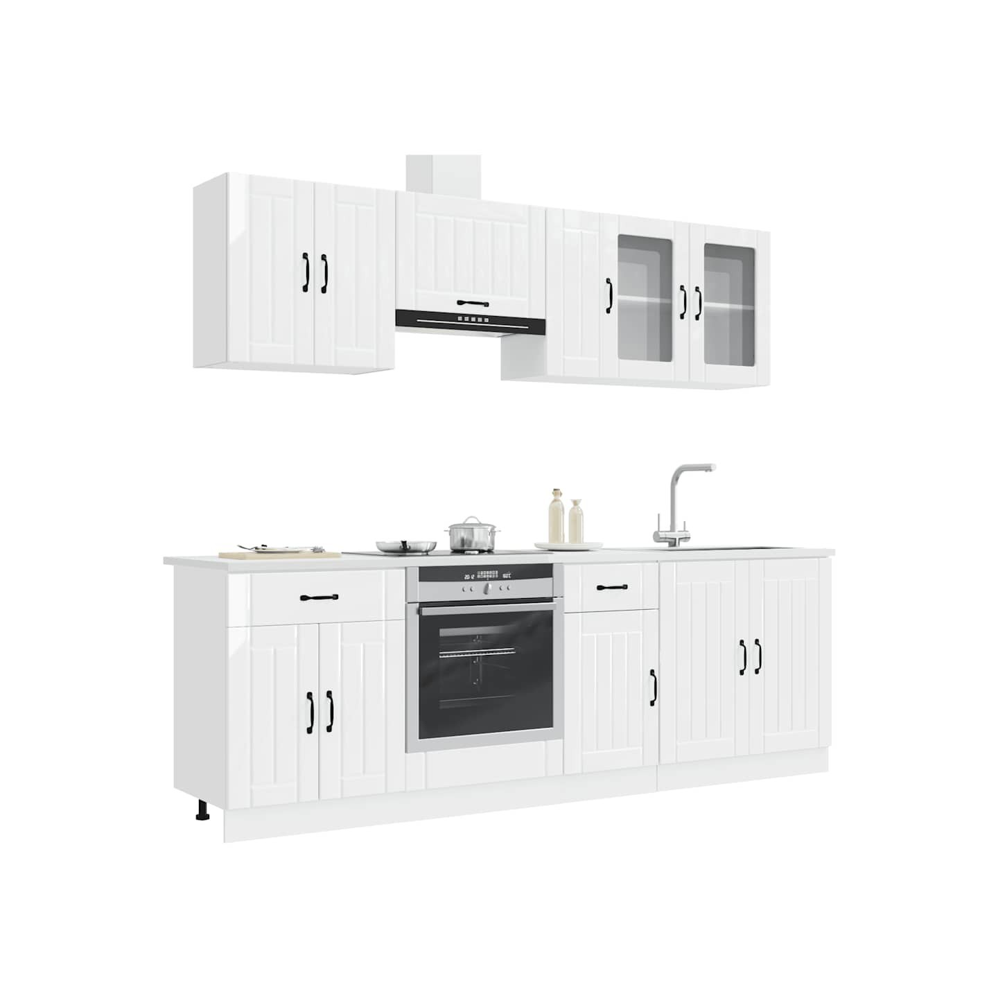 Ensemble de 8 meubles de cuisine Lucca blanc brillant