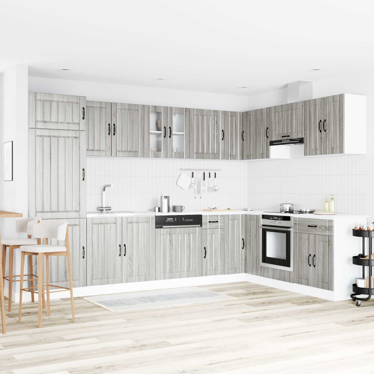 Meuble sous évier Lucca 2 pc Gris Sonoma Bois d'ingénierie