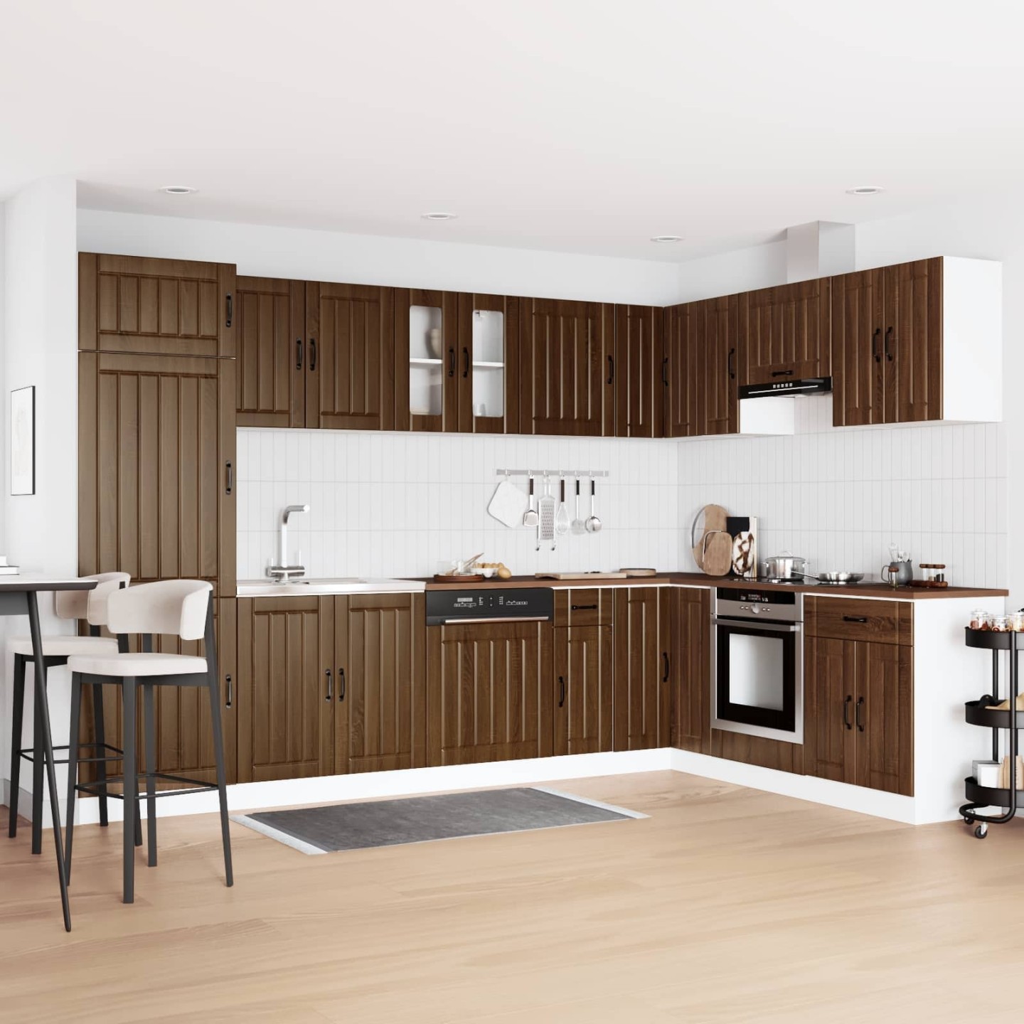 Meuble sous évier Lucca 2 pc Chêne brun Bois d'ingénierie