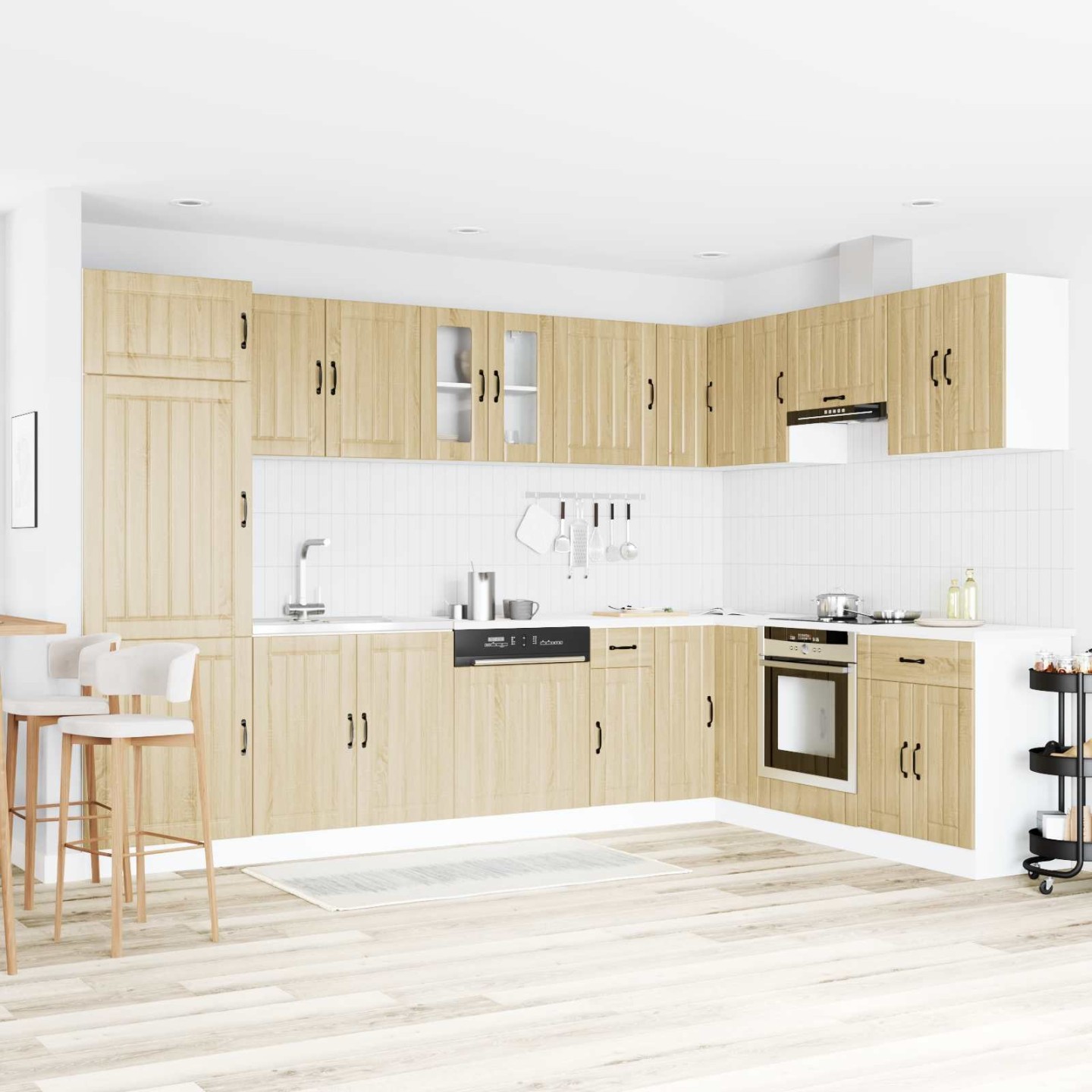 Meuble sous évier Lucca 2 pc Chêne Sonoma Bois d'ingénierie