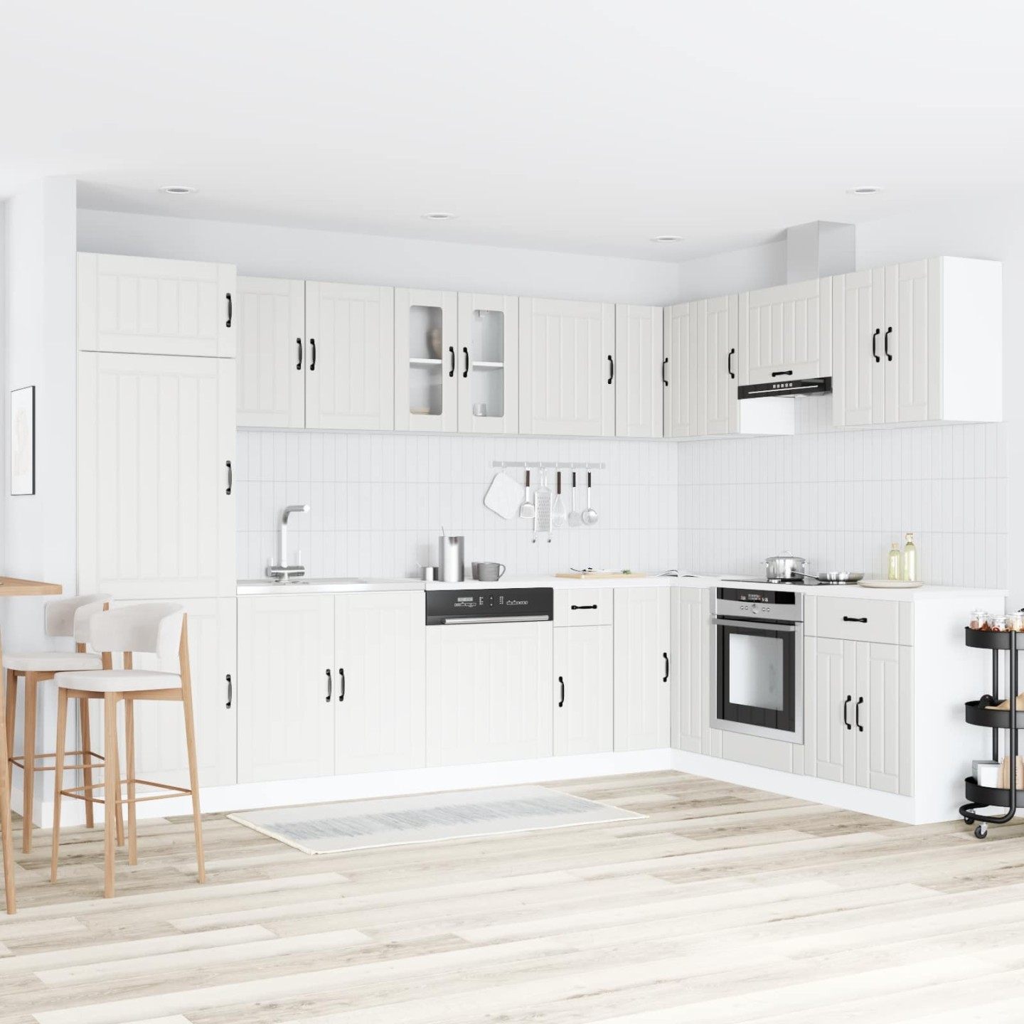 Meuble sous évier Lucca 2 pc Blanc Bois d'ingénierie